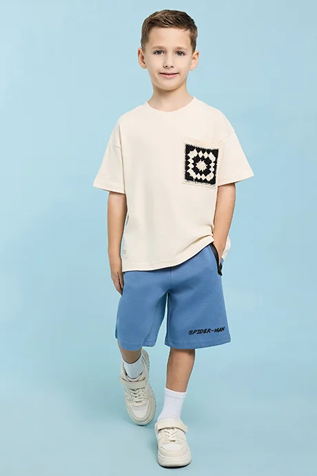 R&B Spiderman Embroidered Shorts with Drawstring Waist