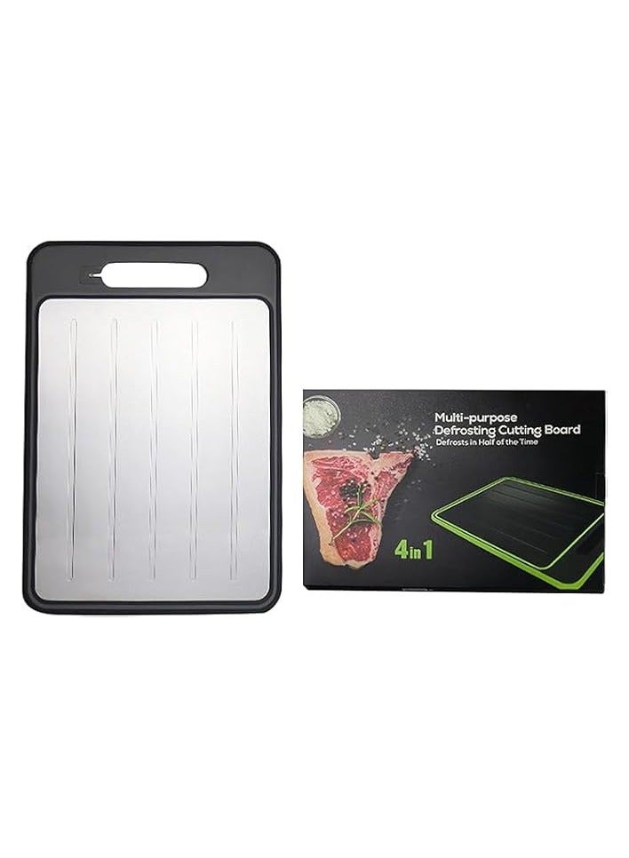 بروماس لوح تقطيع متعدد الأغراض 4 في 1 مع صينية إزالة الجليد ومبشرة ومبراة سكين - لوح تقطيع مضاد للانزلاق ومضاد للبكتيريا للمطبخ 31.1 × 21 سم - Image 1