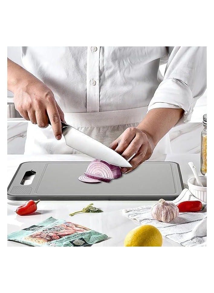بروماس لوح تقطيع متعدد الأغراض 4 في 1 مع صينية إزالة الجليد ومبشرة ومبراة سكين - لوح تقطيع مضاد للانزلاق ومضاد للبكتيريا للمطبخ 31.1 × 21 سم - Image 4