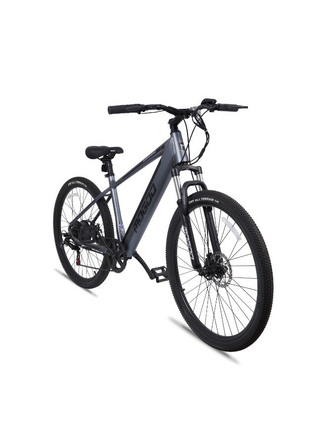 MOGOO دراجة كهربائية جبلية موغو 27.5" E6000 – محرك 36V 350W، بطارية ليشن 10.4Ah، نظام شيمانو 7 سرعات M315، فرامل قرصية مزدوجة 160mm، مساعدة دواسة 5 مستويات – دراجة كهربائية جبلية للبالغين - رمادي - Image 2