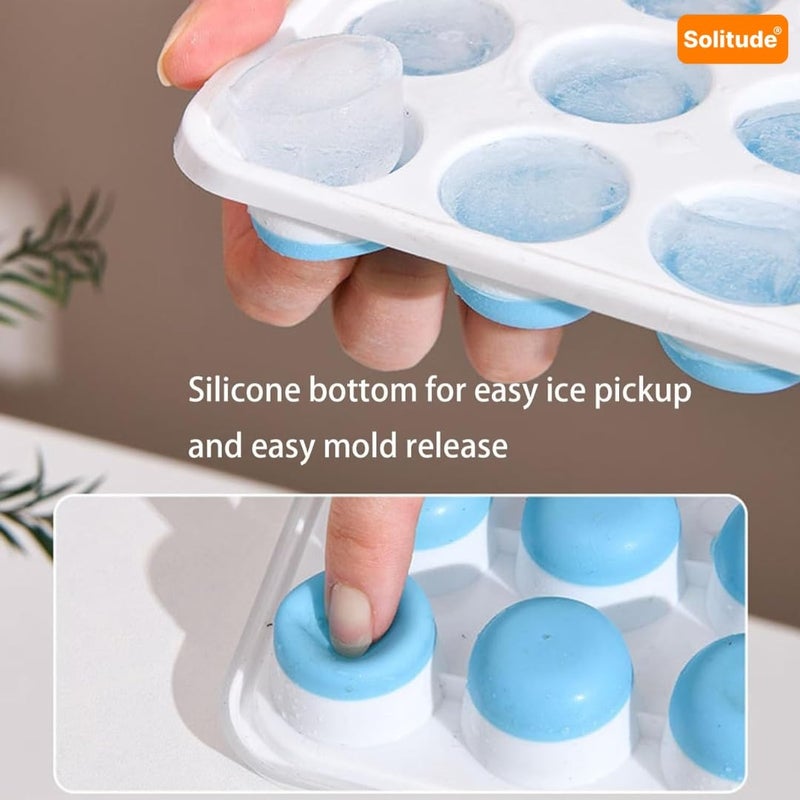 Solitude 4 Pcs Silicone Round Pop Up Ice Cube Mold Trays with 84 Cavities and Lid for Freezer with Easy Release Flexible Silicone Bottom, Stackable Whiskey Bar Ice Cube Moulds (Multicolor, Pack of 4) - Image 3