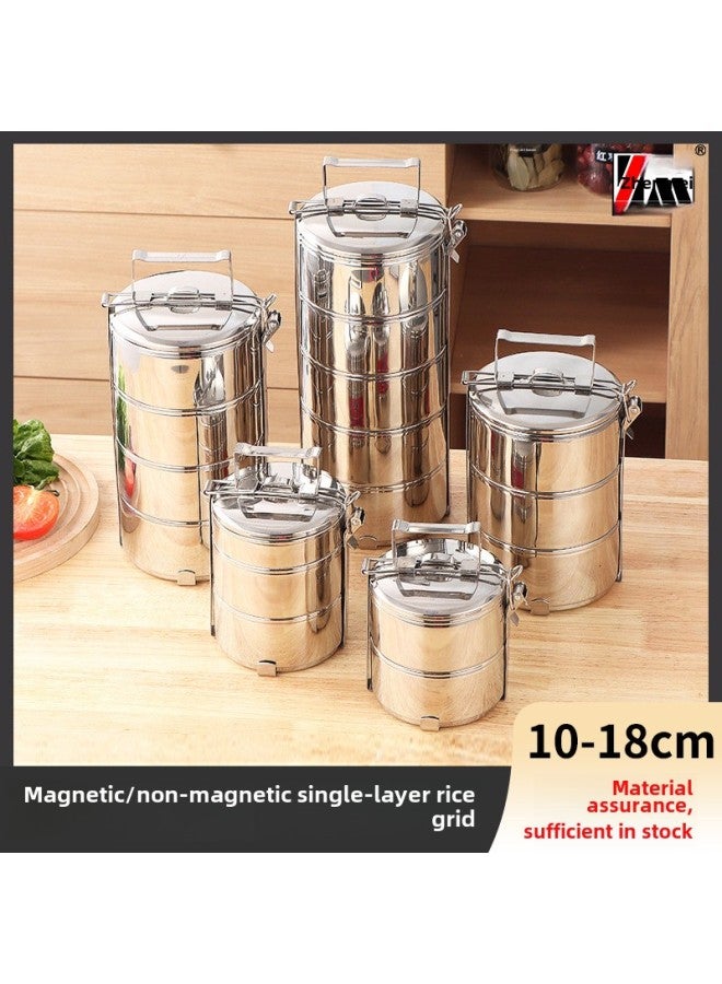 Magnetic And Non-magnetic Thickened Stainless Steel Food Lattice For Workers With Pot And Lattice Food Box With Handle-Specifications:12cm Second Floor-Color:non-magnetic  - Image 2