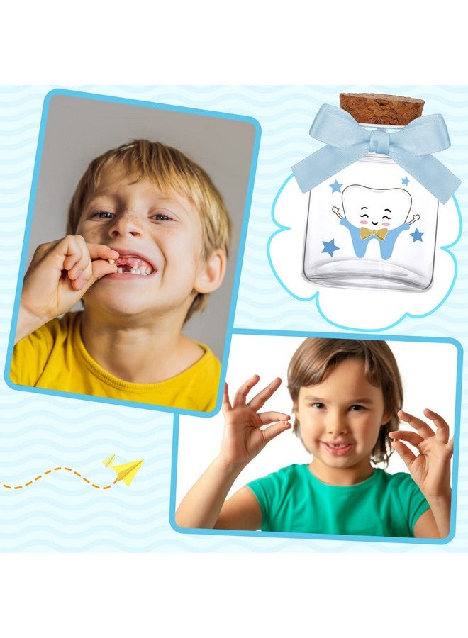 Eaasty 2 Piece Baby Keepsake Box Glass Baby First Teeth Curl Haircut Keepsake Holder for Boys and Girls(Blue,Boy Pattern) - Image 4