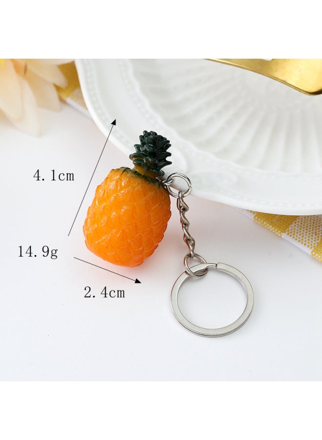 Cute Fruit Pendant Simulation Three-dimensional Strawberry Lemon Orange Cherry Cherry Cherry Cherry Fruit Banana Peach Waxberry Winter Jujube-Color:PineFor Apple (key Ring)-Specifications:Size As Shown  - Image 1