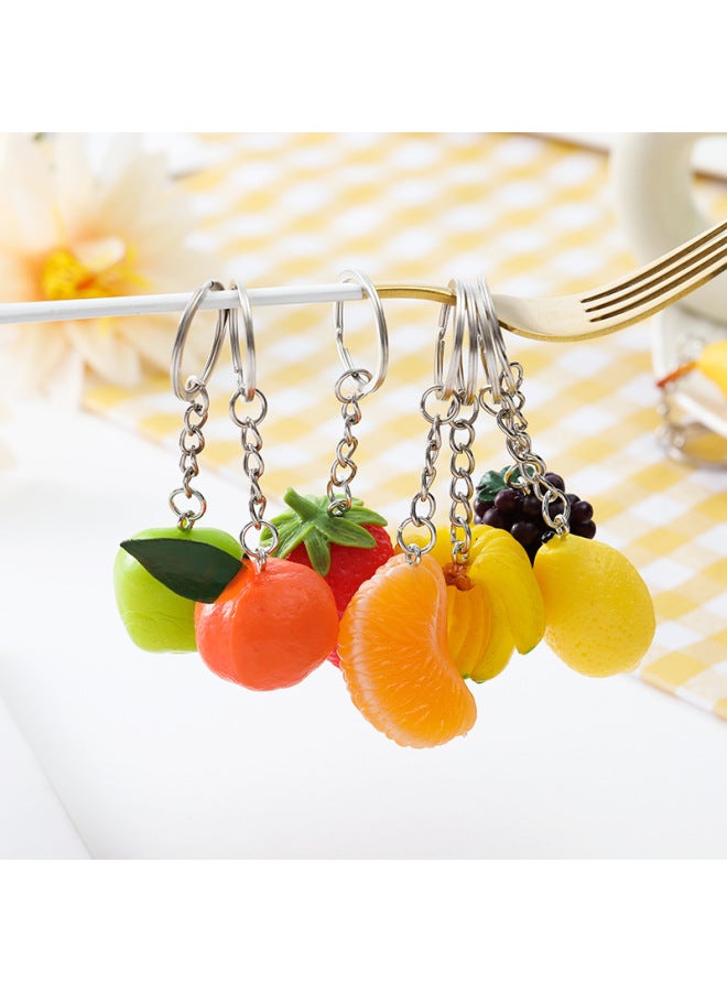Cute Fruit Pendant Simulation Three-dimensional Strawberry Lemon Orange Cherry Cherry Cherry Cherry Fruit Banana Peach Waxberry Winter Jujube-Color:PineFor Apple (key Ring)-Specifications:Size As Shown  - Image 4