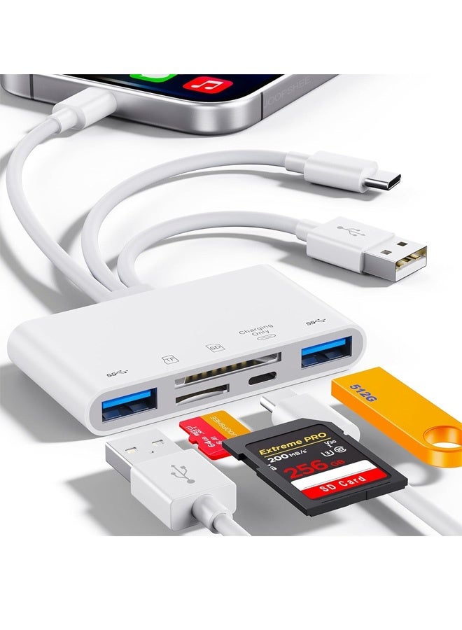 Bukela 5-in-1 Memory Card Reader, USB OTG Adapter & SD Card Reader for i-Phone/i-Pad, USB C and USB A Devices with Micro SD & SD Card Slots, Supports SD/Micro SD/SDHC/SDXC/MMC - Image 5