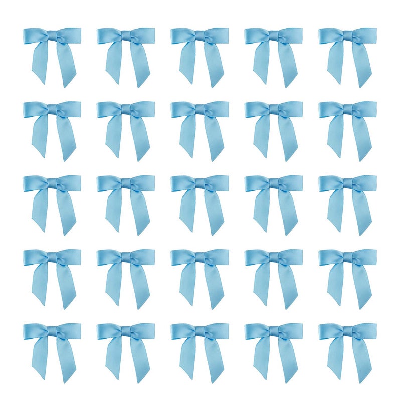 7Rainbows 20pcs Boutique 45 Light Blue Satin Ribbon Bows for Craft Sewing Scrapbooking Wedding and Gift Wrapping