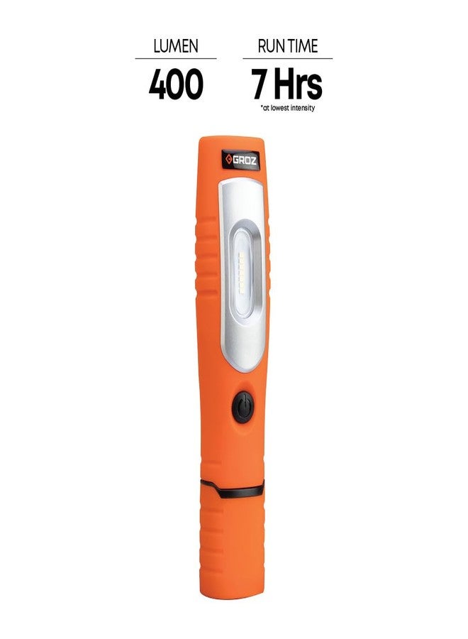جروز مصباح عمل قابل لإعادة الشحن من Groz، يدور 360 درجة | 7 مصابيح SMD + مصباح LED بقوة 3 واط | تصميم دوار فريد مع خطافات | هيكل متين مقاوم للعوامل الجوية | منفذ Micro USB | LED/360 - Image 2