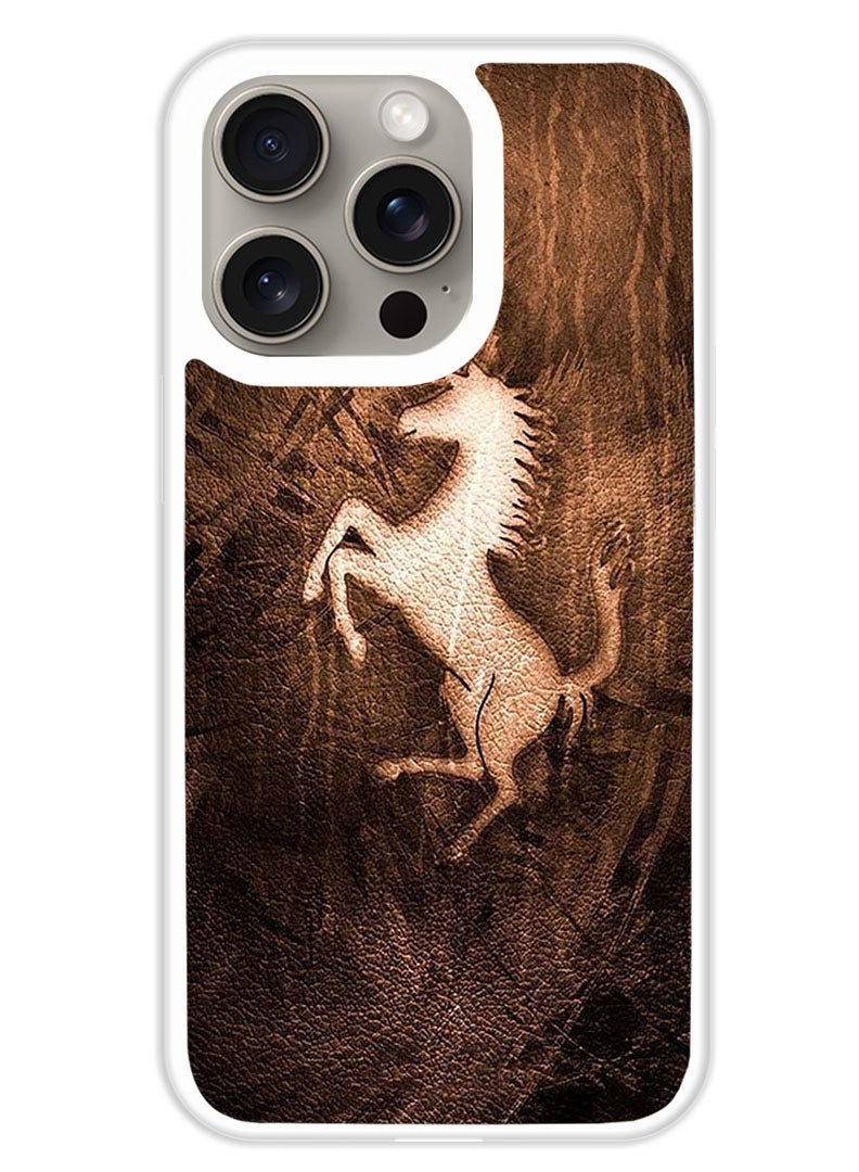 Theodor غطاء حماية لجهاز آبل آيفون 15 برو ماكس جلد حصان (بامبر أبيض) - Image 1