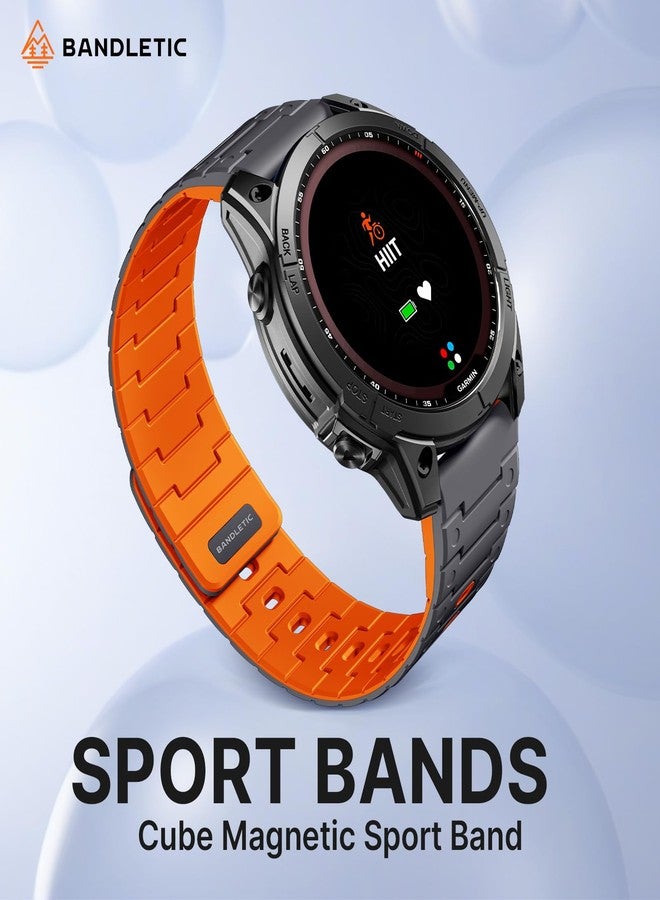 Bandletic أساور Bandletic مقاس 22 مم سهلة التركيب، مزودة بمغناطيس قوي، متوافقة مع ساعات Garmin Fenix 8 (45 مم)، وFenix 7، و7 Pro، و6، و6 Pro، و5، و5 Plus، وInstinct 2، وForerunner 965، و955، و945، وApproach S70 (47 مم)، وS62، وS60، وEpix 2 Pro (47 مم)، وQuatix 7، و6، و5 - Image 2