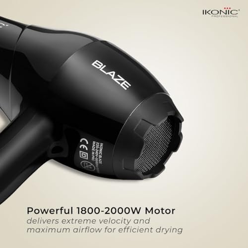IKONIC Blaze Hair Dryer 1800 Watts-2000 Watts 3 Heat And 2 Speed Setting Combination Powerful AC Motor Comes With 2 Interchangeable Nozzles, For All Hair Types, Black - Image 3