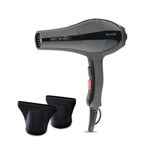 IKONIC Blaze Hair Dryer 1800 Watts-2000 Watts 3 Heat And 2 Speed Setting Combination Powerful AC Motor Comes With 2 Interchangeable Nozzles, For All Hair Types, Black - Image 1