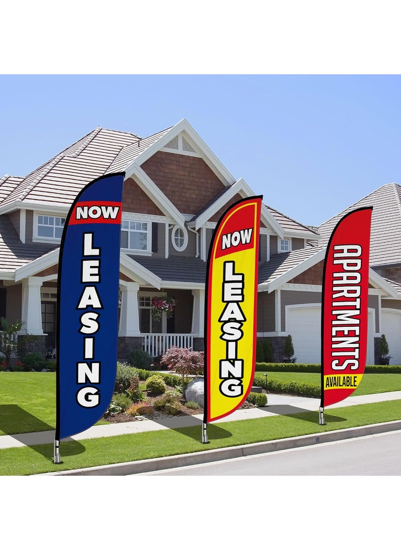 LookOurWay LookOurWay Real Estate Feather Flag Bundle 3Pack  12 Feet Tall Advertising Flag Banner for Real Estate Promotion  Swooper Flag Attachments Only No Poles Now Leasing Apartments Available  - Image 4