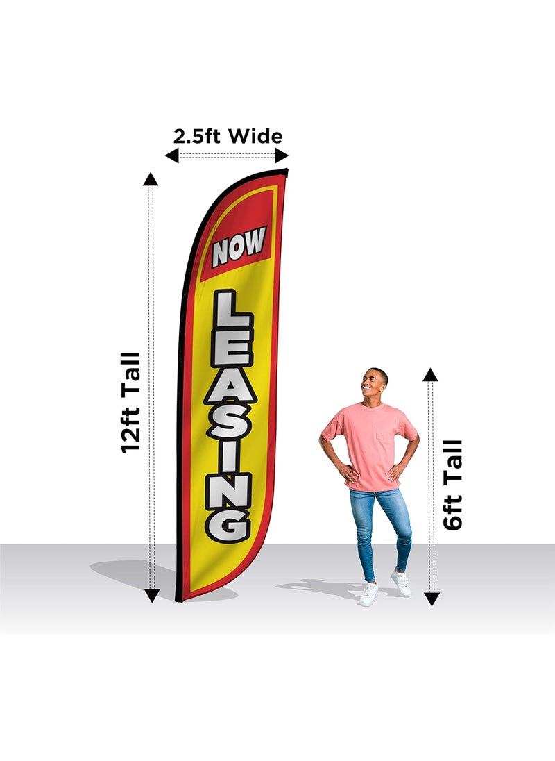 LookOurWay LookOurWay Real Estate Feather Flag Bundle 3Pack  12 Feet Tall Advertising Flag Banner for Real Estate Promotion  Swooper Flag Attachments Only No Poles Now Leasing Apartments Available  - Image 3