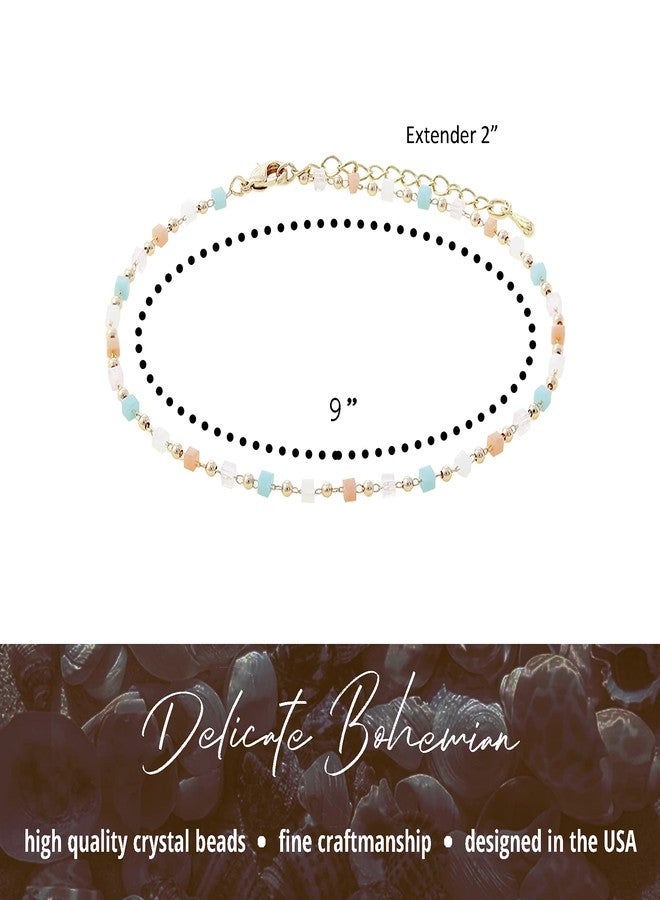 NTLX Anklets for Women - Ankle Bracelet for Women - Bohemian Boho Summer Beach Vacation Wear - Gold Plated Chain & Unique Cube Bead Design - Gift Box Included (Pastel Multi Color) - Image 2