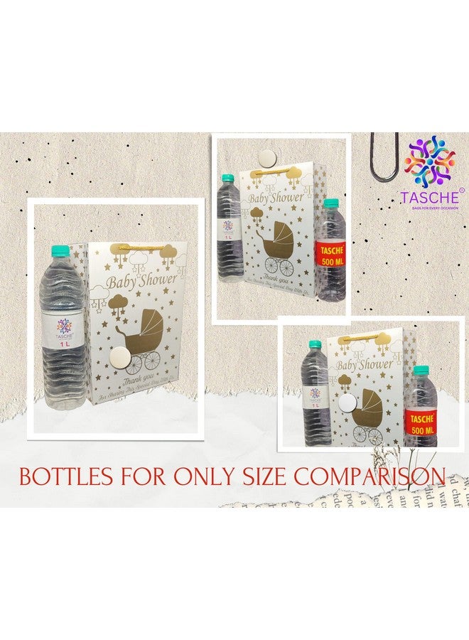 TASCHE Trolly Baby Shower Design Printed Paper Gift Carry Bags | Gift Bags For Return Gifts, Baby Shower Holiday Presents (11 * 8 * 3 Inches) (Pack Of 60, Gold) - Image 5