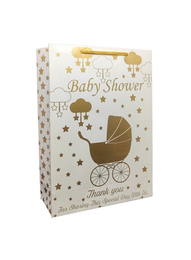 TASCHE Trolly Baby Shower Design Printed Paper Gift Carry Bags | Gift Bags For Return Gifts, Baby Shower Holiday Presents (11 * 8 * 3 Inches) (Pack Of 60, Gold) - Image 1