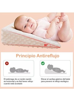 Jourvent Baby Backflow Prevention Pad, 30° Baby Pillow Cushion, Baby Cushion with Anti-backflow Design, White  - Image 4