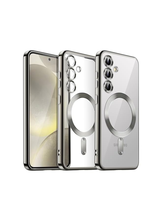 JETech Soft Clear Case for Samsung Galaxy S24 Plus / S24+ 6.7-Inch, Camera Lens Full Protection, Compatible with MagSafe Wireless Charging, Shockproof Electroplated TPU Phone Cover (Marble Gray) - Image 1