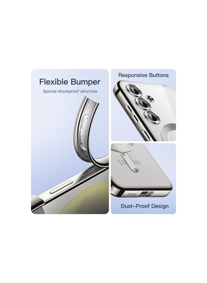 JETech Soft Clear Case for Samsung Galaxy S24 Plus / S24+ 6.7-Inch, Camera Lens Full Protection, Compatible with MagSafe Wireless Charging, Shockproof Electroplated TPU Phone Cover (Marble Gray) - Image 2