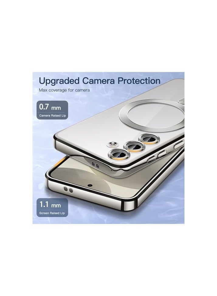 JETech Soft Clear Case for Samsung Galaxy S24 Plus / S24+ 6.7-Inch, Camera Lens Full Protection, Compatible with MagSafe Wireless Charging, Shockproof Electroplated TPU Phone Cover (Marble Gray) - Image 4