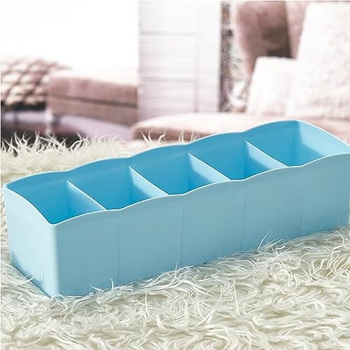 Sulfar 5-Compartments Socks/Handkerchief/Underwear Storage Box Socks Drawer Closet Organizer Storage Boxes (Pack of 2) (multicolor) - Image 3