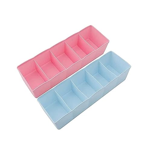 Sulfar 5-Compartments Socks/Handkerchief/Underwear Storage Box Socks Drawer Closet Organizer Storage Boxes (Pack of 2) (multicolor) - Image 1