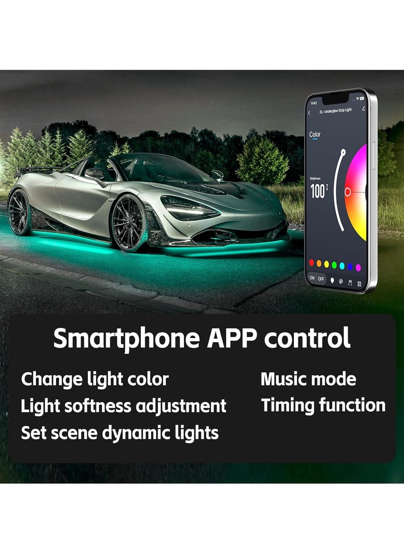 Generic - Underglow Car Lights - RGB LED Lights for Car Exterior, Music Sync Underglow Kit for Cars, Trucks, SUVs, Golf Carts, Boats - Multi-Color Smart APP Controlled Under Car Lights, DC 12V - Image 1