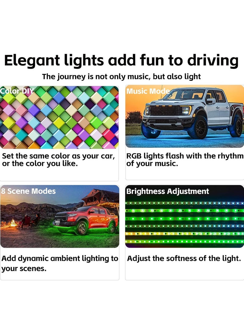 Generic - Underglow Car Lights - RGB LED Lights for Car Exterior, Music Sync Underglow Kit for Cars, Trucks, SUVs, Golf Carts, Boats - Multi-Color Smart APP Controlled Under Car Lights, DC 12V - Image 1
