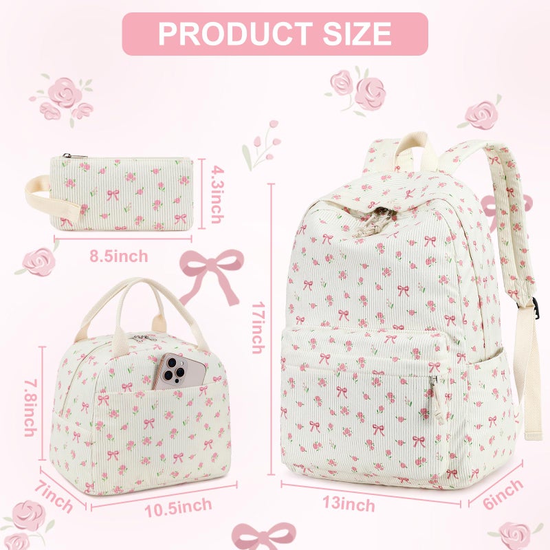 BTOOP School Backpacks for Teen Girls Bookbags Set Lightweight Kids Backpack School Bags with Lunch Box Pencil Case - Image 2