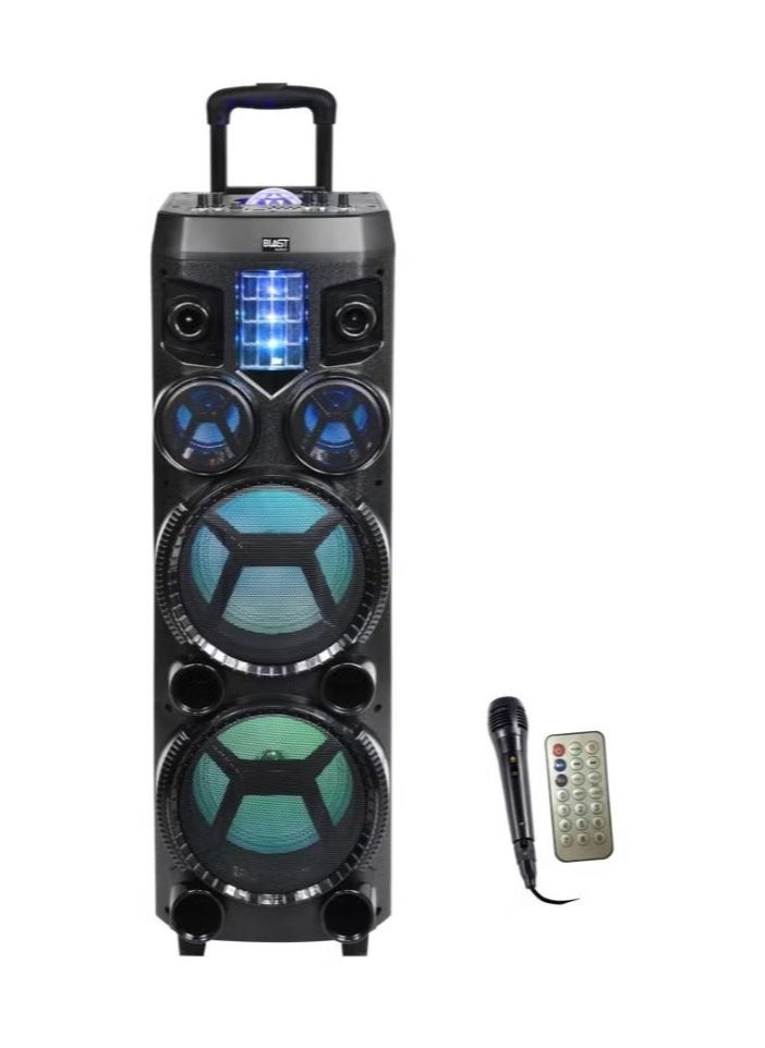دي إل سي  DLC-32289 DJ Trolley Speaker – Portable Outdoor Sound Box with Bluetooth, Mic Input, LED Lights, Rechargeable Battery – DLC Sound System  - Image 1
