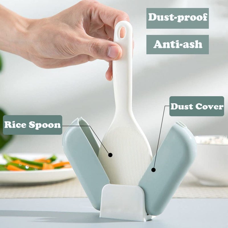 BeFunky Rice Cooker Spoon Automatic Non Stick Spatula Rack with Soft Grip Handle for Ice Flour Rice Popcorn Pet Food Blue - Image 3