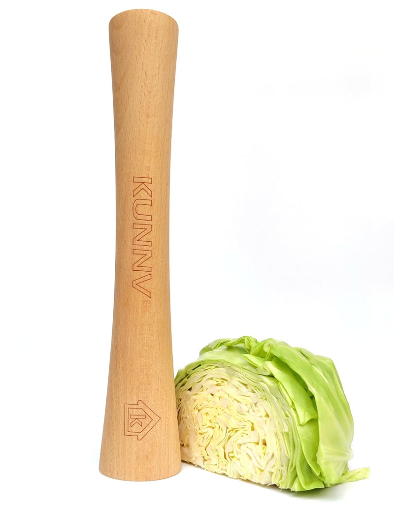 KUNNV Sauerkraut Pounder for Mason Jars Vegetable Fermentation Packer Kimchee TamperOne Piece of Solid beech Wood 12 inch