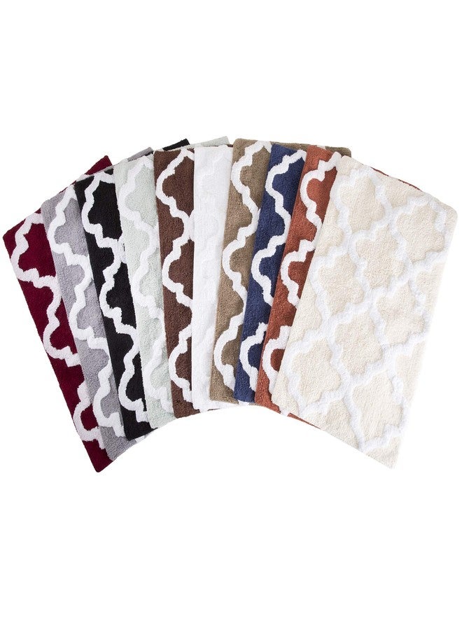 Lavish Home 100% Cotton 2 Piece Trellis Bathroom Mat Set - Bone - Image 4