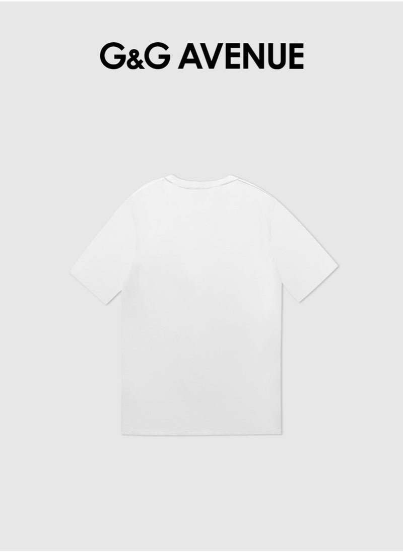 G&G AVENUE - Heavy cotton fabric Summer pure cotton short sleeved unisex T-shirt, Oversized and fashionable couple, colored horse bottomed shirt - Image 1