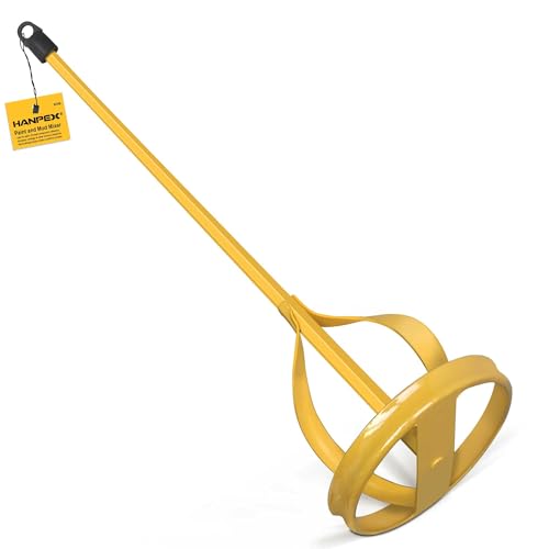 Hanpex Paint and Mud Mixer Paint Stirrer for Drill in 1 to 5 Gallon Bucket Suitable for all Standard Drill Bits Hex Head Antislip Easy Clean Painting and Plastering Mixer Stirrer Tool Yellow - Image 1