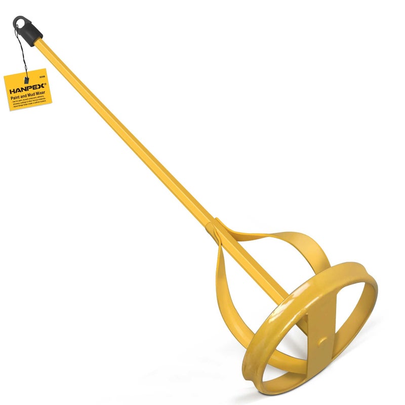 Hanpex Paint and Mud Mixer Paint Stirrer for Drill in 1 to 5 Gallon Bucket Suitable for all Standard Drill Bits Hex Head Antislip Easy Clean Painting and Plastering Mixer Stirrer Tool Yellow - Image 2
