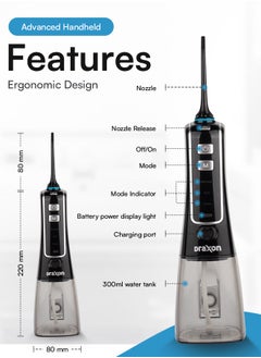Draxon Water Flosser Jet Floss Waterpik Thread Dental Flosser Cordless for Teeth 3 Modes Dental Oral Irrigator pik Portable & Rechargeable 6 Nozzle For Orthodontics Hollywood Smile Whitening [UPGRADED Model]  - Image 3