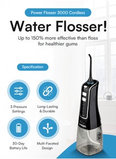 Draxon Water Flosser Jet Floss Waterpik Thread Dental Flosser Cordless for Teeth 3 Modes Dental Oral Irrigator pik Portable & Rechargeable 6 Nozzle For Orthodontics Hollywood Smile Whitening [UPGRADED Model]  - Image 4