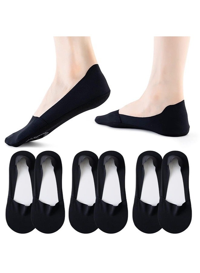 3 أزواج من جوارب النساء غير المرئية منخفضة القطع جوارب شعور الجليد جوارب غير قابلة للانزلاق رقيقة مخفية (أسود) - Image 1