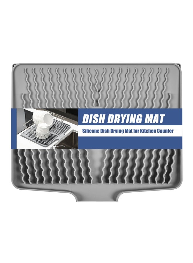 Bukela Silicone Drying Mat, 40CM x 33CM, Dish Drying Mat for Kitchen Counter, Heat Resistant Hot Pot Holder, Non-Slip Silicone Sink Mat, BPA Free, Dish Washer Safe (Grey) - Image 1