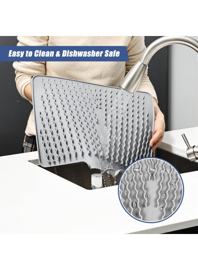 Bukela Silicone Drying Mat, 40CM x 33CM, Dish Drying Mat for Kitchen Counter, Heat Resistant Hot Pot Holder, Non-Slip Silicone Sink Mat, BPA Free, Dish Washer Safe (Grey) - Image 5