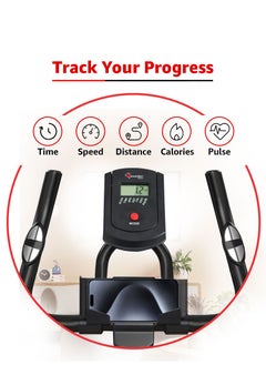 PowerMax Fitness Fitness Bs-151 Exercise Spin Bike With 6Kg Flywheel, Lcd Display And Friction Braking System For Home Workout - Black  - Image 4