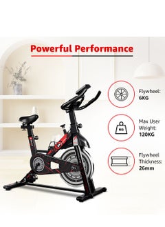 PowerMax Fitness Fitness Bs-151 Exercise Spin Bike With 6Kg Flywheel, Lcd Display And Friction Braking System For Home Workout - Black  - Image 3