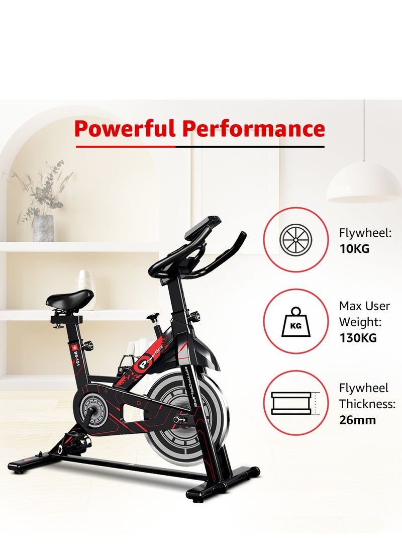 PowerMax Fitness PowerMax Fitness BS-151 Spin Bike Exercise Cycle with 10KG flywheel, Max user wt. 130kg for maxpro home workout, 2-way adjustable seat, Knob braking, iphone holder, 1 Year Manufacturer Warranty.  - Image 3
