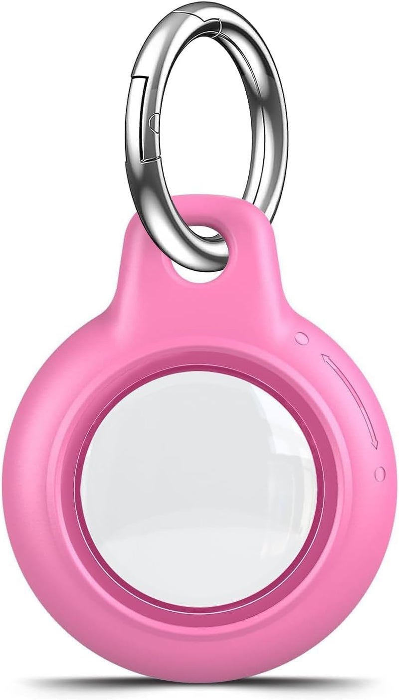 حافظة MOLOSLEEVE 1 قطعة مقاومة للماء لـ Apple لـ AirTag الجيل الثاني والجيل الأول، حافظة Air Tag مع سلسلة مفاتيح، قشرة PC صلبة مع مشبك دوار، لحافظ�� Airtag مناسبة للتتبع، الحقائب، الأمتعة (أحمر وردي) - Image 1