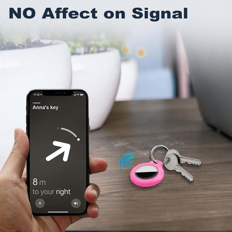 حافظة MOLOSLEEVE 1 قطعة مقاومة للماء لـ Apple لـ AirTag الجيل الثاني والجيل الأول، حافظة Air Tag مع سلسلة مفاتيح، قشرة PC صلبة مع مشبك دوار، لحافظ�� Airtag مناسبة للتتبع، الحقائب، الأمتعة (أحمر وردي) - Image 4