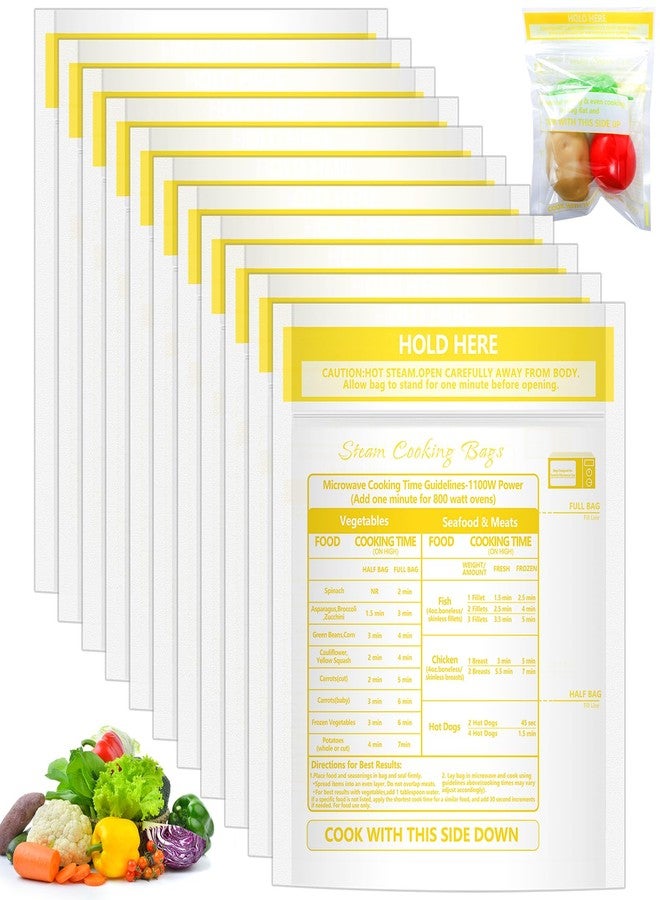 Sel Natural 12 كيس بخار للميكروويف لطهي الخضراوات، أكياس قابلة لإعادة الاستخدام مزودة بسحاب، أكياس تسخين الطعام المجمد للخضراوات والمأكولات البحرية واللحوم، 7.1 × 7.9 بوصة (12) - Image 1