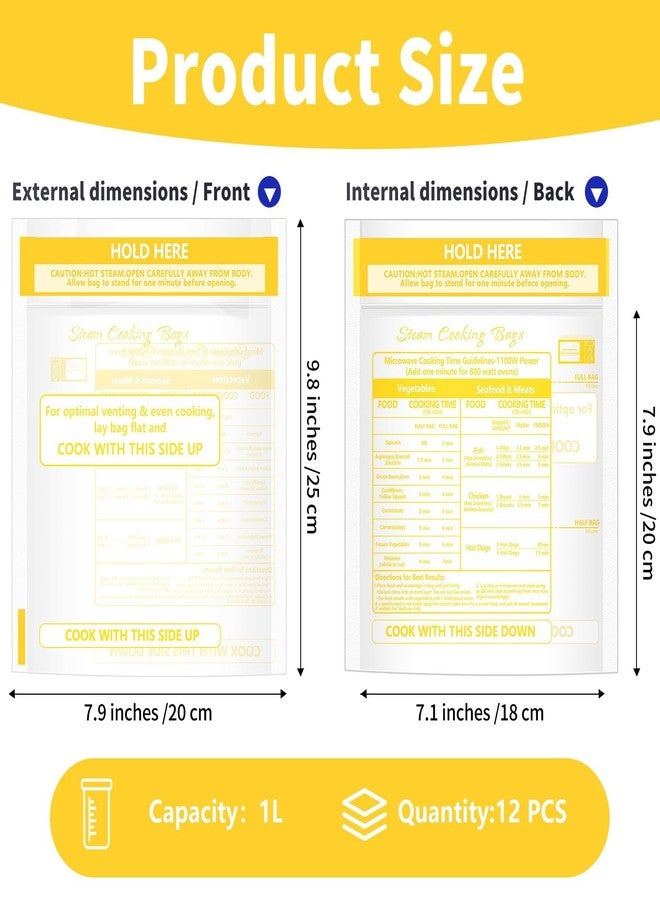 Sel Natural 12 كيس بخار للميكروويف لطهي الخضراوات، أكياس قابلة لإعادة الاستخدام مزودة بسحاب، أكياس تسخين الطعام المجمد للخضراوات والمأكولات البحرية واللحوم، 7.1 × 7.9 بوصة (12) - Image 2