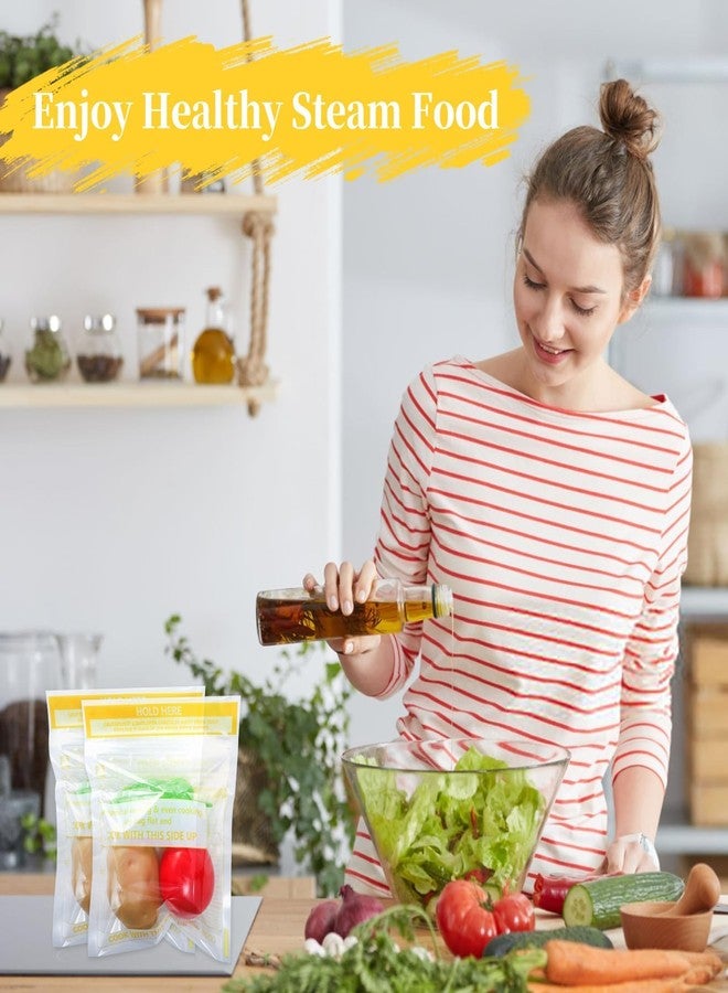 Sel Natural 12 كيس بخار للميكروويف لطهي الخضراوات، أكياس قابلة لإعادة الاستخدام مزودة بسحاب، أكياس تسخين الطعام المجمد للخضراوات والمأكولات البحرية واللحوم، 7.1 × 7.9 بوصة (12) - Image 5